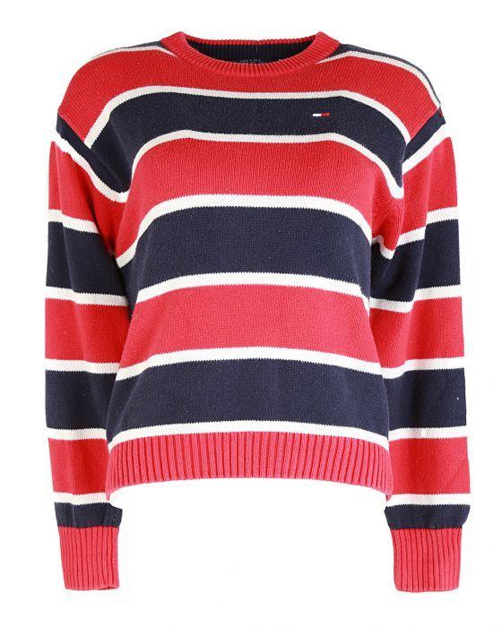 Red White and Blue Stripes Logo - Tommy Hilfiger Red, White & Blue Striped Jumper Blue £28.0000