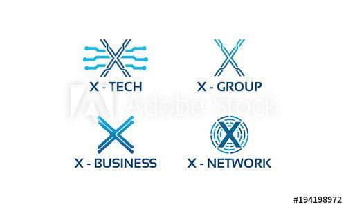 Cool X Logo - X initial Tech logo vector set, Cool X Initial Wire logo template ...