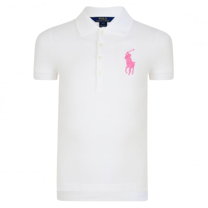 Pink Polo Logo - Ralph Lauren Girls White Polo Shirt with Pink Logo - Ralph Lauren ...