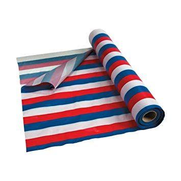 Red White and Blue Stripes Logo - Red, White & Blue Striped Tablecloth Roll Comes Sealed
