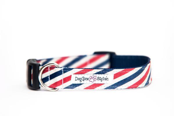 Red White and Blue Stripes Logo - Red, White and Blue Stripes Dog Collar – DogGone Stylish