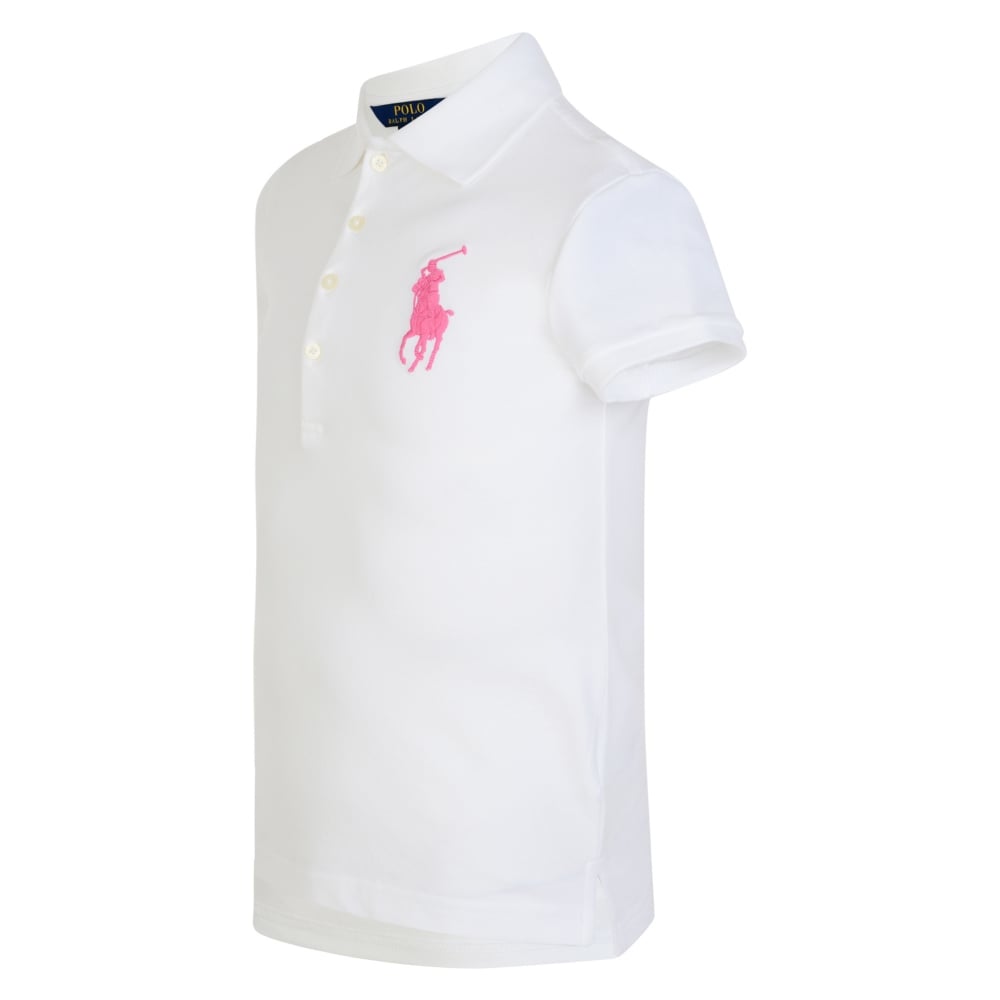 Ralph Lauren White Logo - Ralph Lauren Girls White Polo Shirt with Pink Logo - Ralph Lauren ...