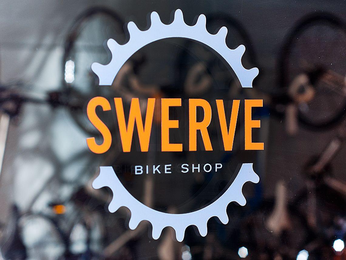 Serious Cycling Bike Shop Logo - Swerve Bicycle Shop Branding