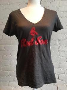 Red Glitter Logo - MLB Boston Red Sox Women's Medium Red Glitter Logo Short Sleeve