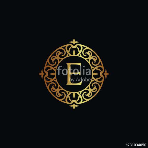 Golden E Logo - Vintage old style logo icon golden. Royal hotel, Premium boutique ...