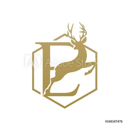 Golden E Logo - Golden Jumping Antelope Letter E Logo - Buy this stock illustration ...