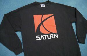 Saturn Car Logo - 90s VTG SATURN AUTOMOBILE CAR LOGO L Sweatshirt Black Crewneck