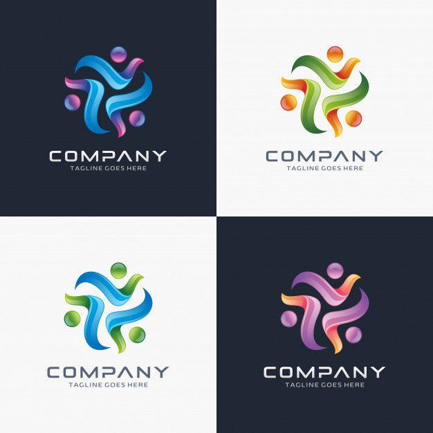Three People Logo - Abstract modern three people logo Vector | Premium Download