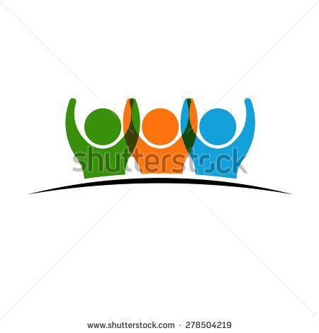 Three People Logo - Three people logo holding hands. Concept of Group of People, happy ...