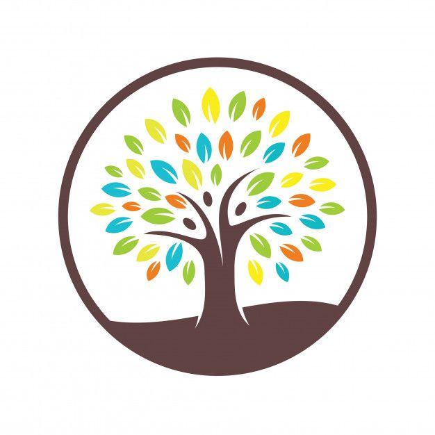 Three People Logo - Tree with icon three people logo design template Vector | Premium ...