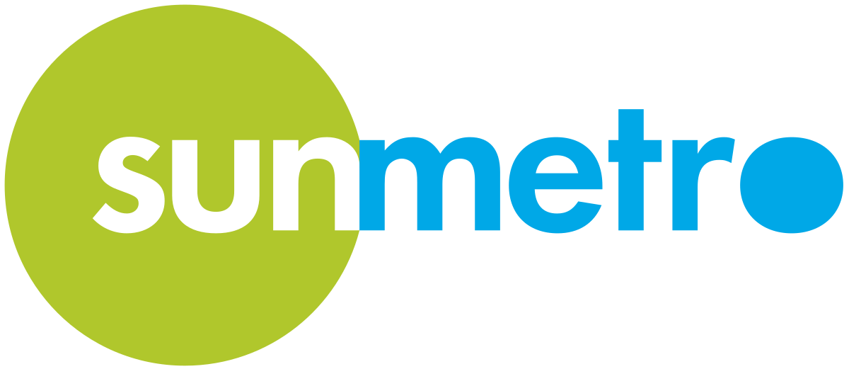 Green and Blue Sun Logo - Sun Metro