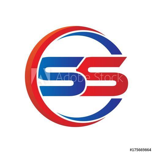 Red SS Logo - ss logo vector modern initial swoosh circle blue and red this