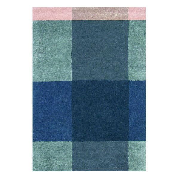 Green and Blue Sun Logo - Plaid Grey Rug - Ted Baker - - Blue Sun Tree