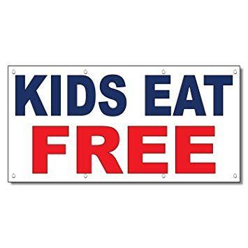 Blue and Red Restaurant Logo - Kids Eat Free Blue Red Food Bar Restaurant Food Truck Vinyl Banner ...