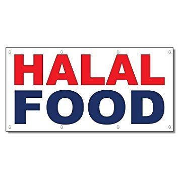 Blue and Red Restaurant Logo - Halal Food Red Blue Food Bar Restaurant Food Truck Vinyl Banner Sign ...