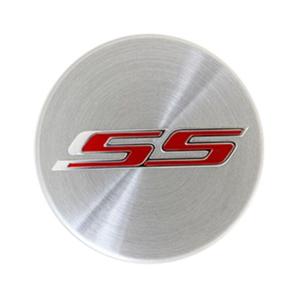 Red SS Logo - Camaro Center Cap, Brushed Aluminum, Red SS Logo, Single