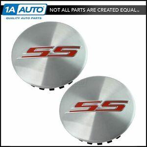 Red SS Logo - OEM 23115618 Aluminum Wheel Center Cap with Red SS Logo Pair