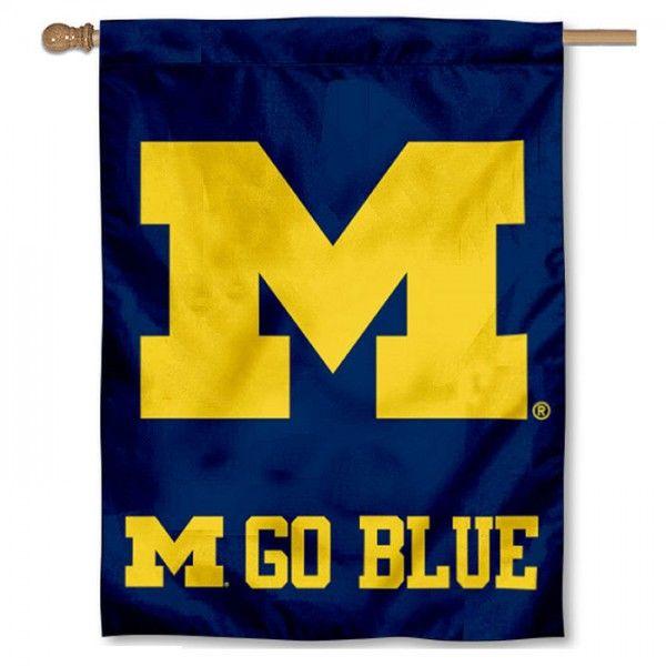 Go Blue University of Michigan Logo - University of Michigan GO BLUE Logo House Flag your University