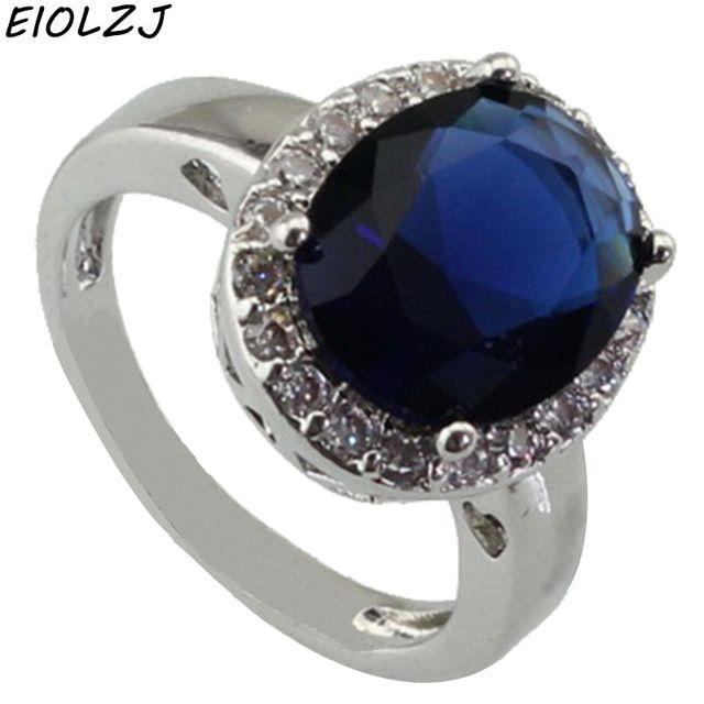 Semi Oval Blue Logo - Trendy Oval Blue Semi precious Stone 925 Silver Ring For Women Deep ...