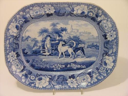 Semi Oval Blue Logo - An early 19th century 'Warranted Semi China' serving plate, oval ...