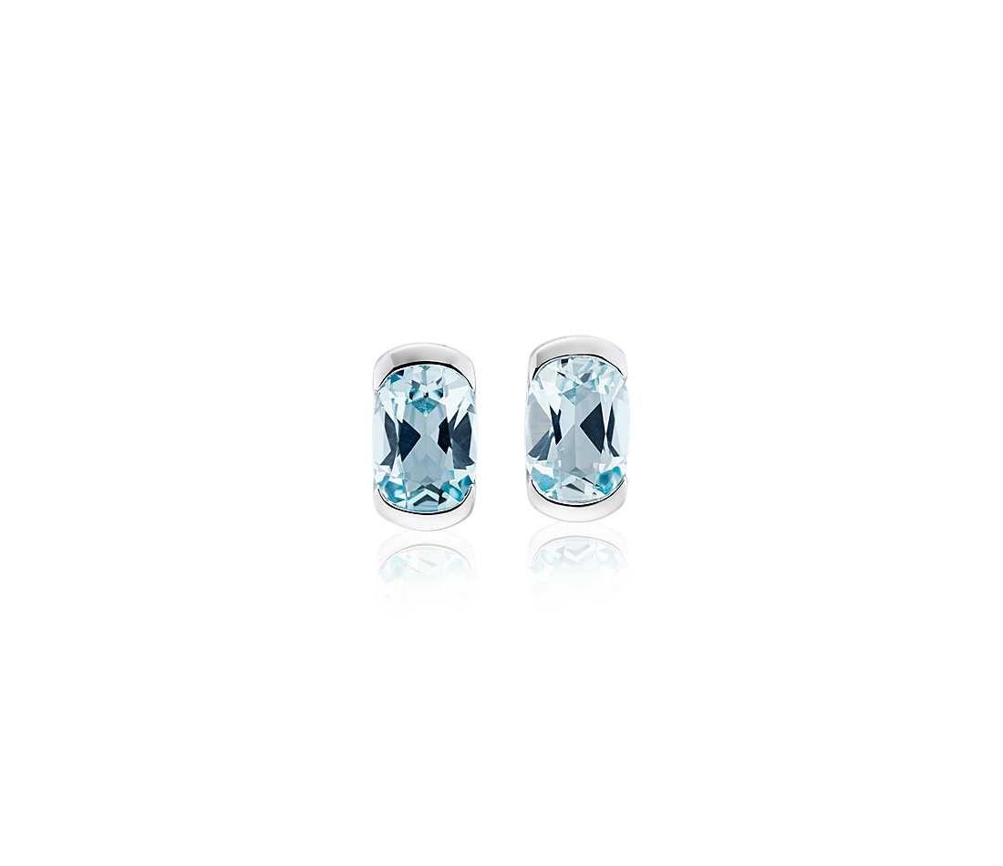 Semi Oval Blue Logo - Semi-Bezel Oval Blue Topaz Earrings in 14k White Gold (7x5mm) | Blue ...