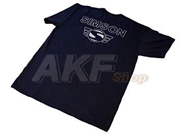Navy Blue and Silver Logo - T Shirt Navy Blue With SIMSON Logo Reflex Print In Silver, Size L