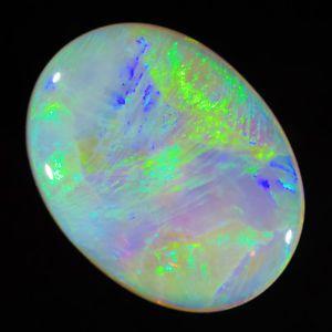 Semi Oval Blue Logo - EXCEPTIONAL NEON GREEN-BLUE 5.17ct 16x12mm SOLID SEMI BLACK OPAL ...