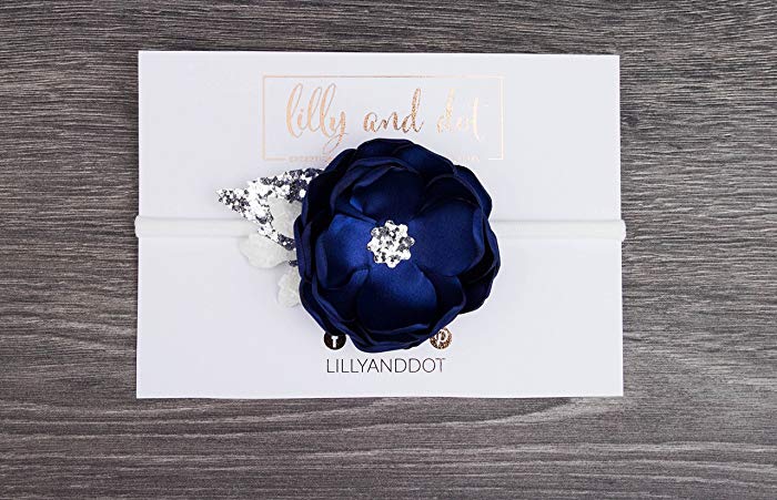 Navy Blue and Silver Logo - Navy Blue Silver Glitter Sequin Flower Crown Girls Headband: Amazon