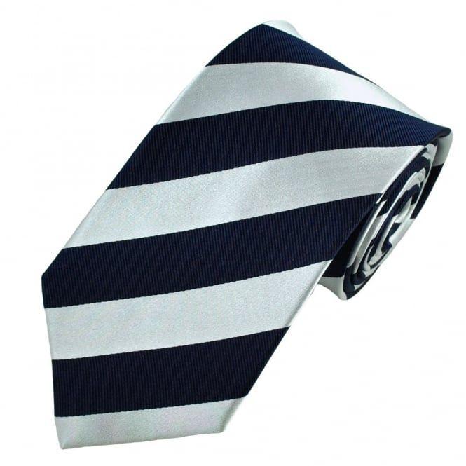 Navy Blue and Silver Logo - Navy Blue & Silver White Striped Silk Tie From Ties Planet UK