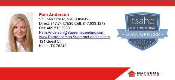 Supreme Lending Mortgage Logo - Pam Anderson with Supreme Lending Donates $500 to TSAHC. Texas