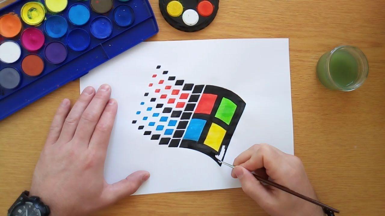 Old Windows Logo - How to draw an old Windows logo (Logo drawing) - YouTube