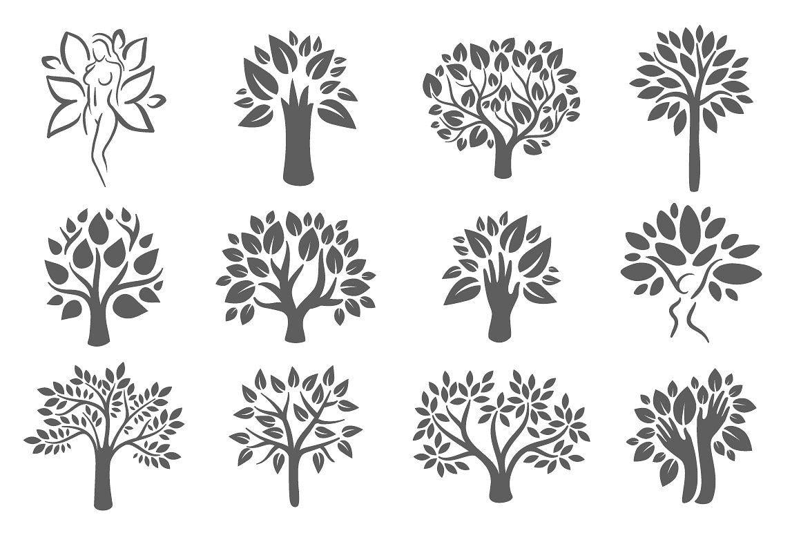 Tree Branch Logo - Tree logo illustration icon set