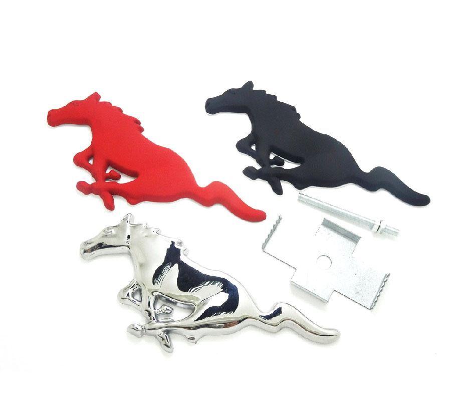Ford Mustang Horse Logo - 3D Silver Horse Logo Metal Alloy Car Auto Front Hood Grille