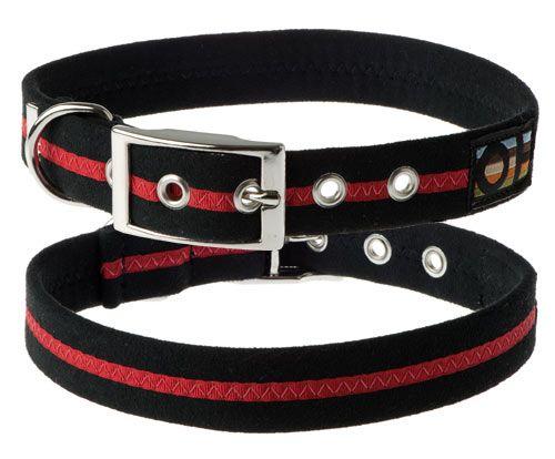 Red and Black Dog Logo - Luxury Soft Faux Suede Black & Red Dog Collar | UK Made
