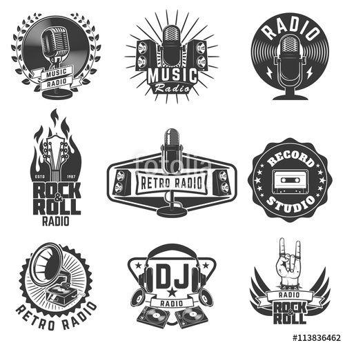 Retro Radio Logo - Radio labels. Retro radio, record studio, rock and roll radio em