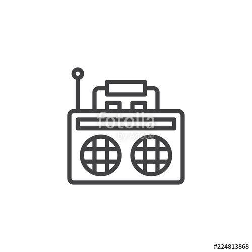 Retro Radio Logo - Old radio with antenna outline icon. linear style sign for mobile