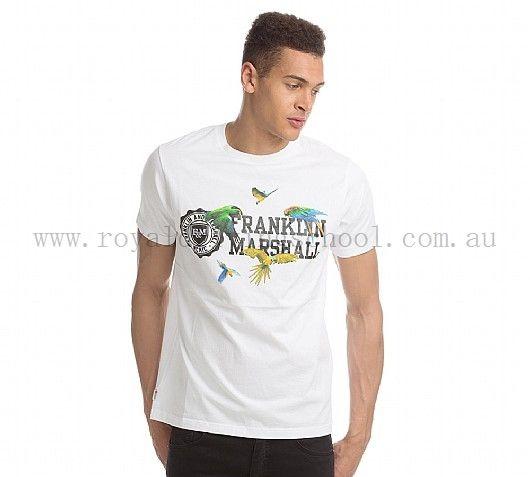 Franklin Clothing Logo - T-Shirt Franklin & Marshall Large Logo Birds White Men's Clothing ...