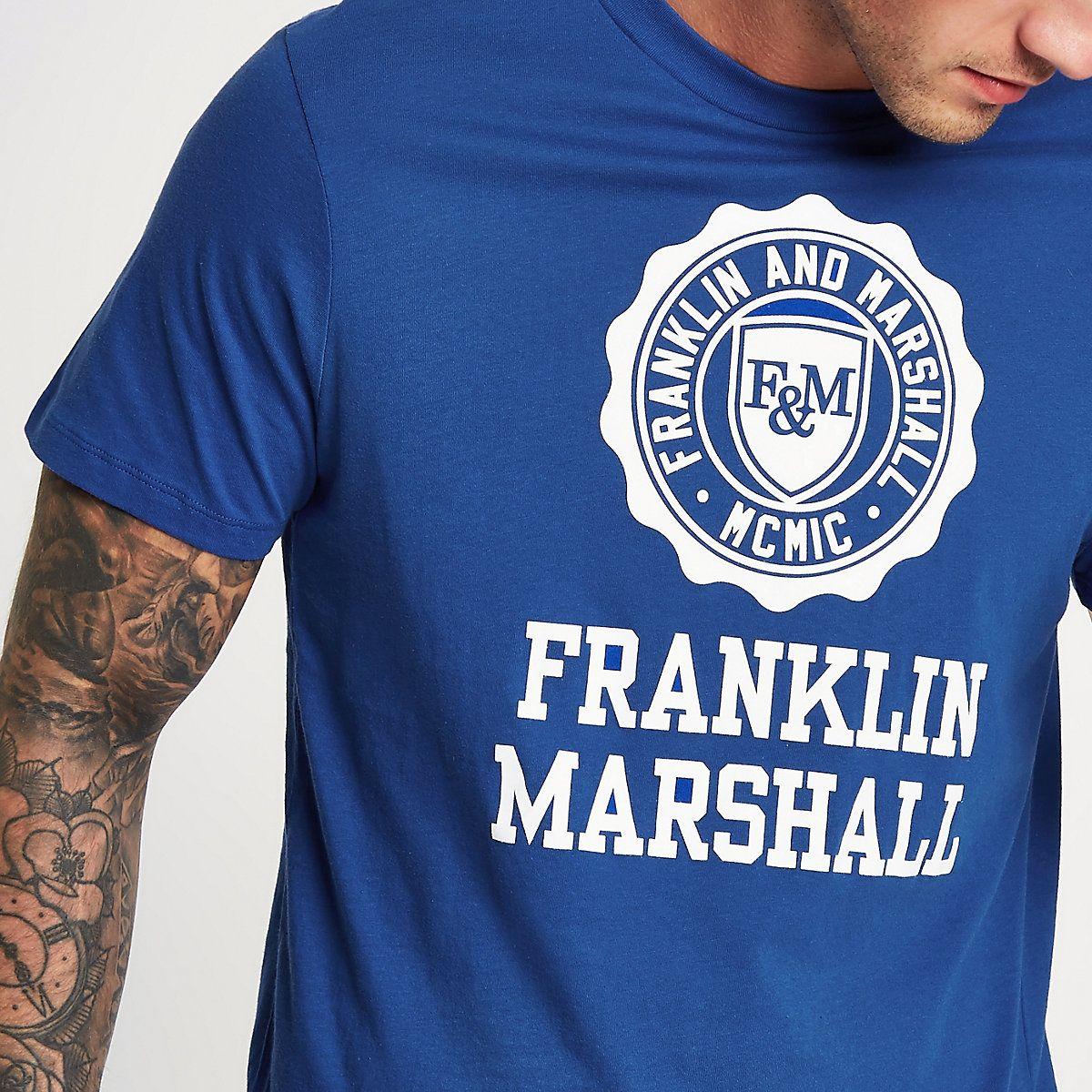 Franklin Clothing Logo - Franklin & Marshall blue logo T-shirt - T-shirts - T-Shirts & Vests ...
