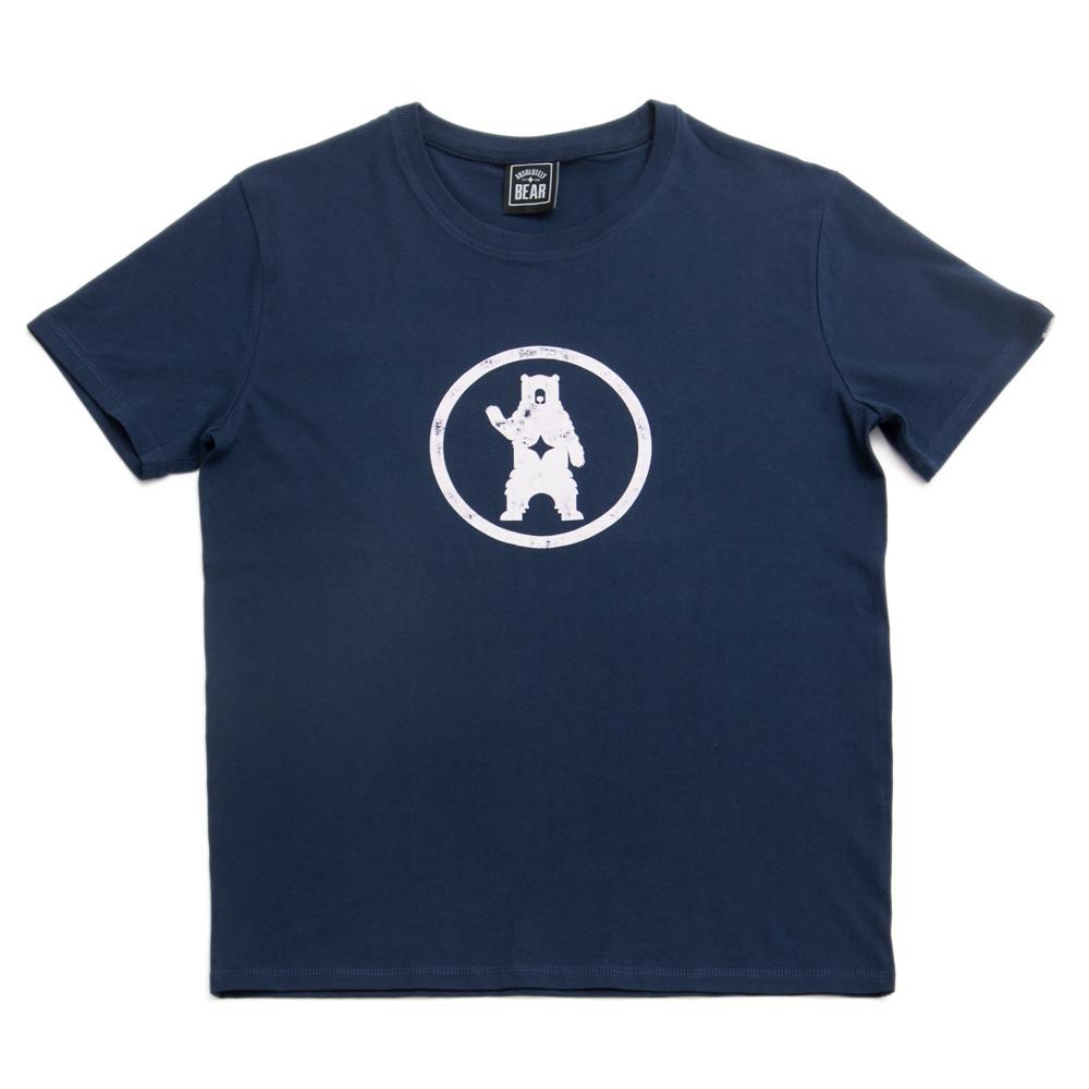 White Bear Logo - Navy Distressed Circle White Bear Logo T-shirt – Absolutely Bear