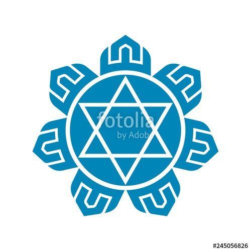 Blue Flower Logo - blue flower with david star symbol. vector logo.