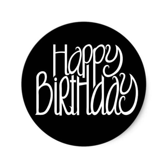 Birthday Black and White Logo - Happy Birthday Black Sticker | Zazzle.co.uk
