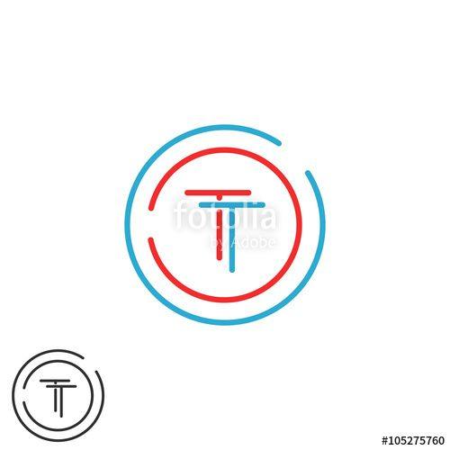 TT Red Circle Logo - Monogram TT logo letters, two hipster initials red and blue