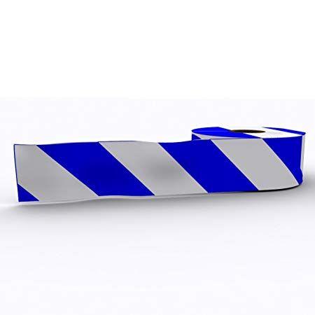 Blue Rectangle with White X Logo - Blue & White Stripe Non Adhesive Warning Barrier Tape 3