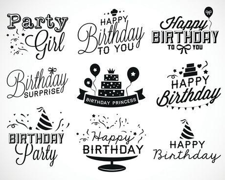 Birthday Black and White Logo - Happy birthday logo free vector download (167 Free vector)
