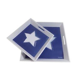 Blue Rectangle with White X Logo - X SHINING FOR YOU STAR WHITE BLUE 30X30CM & 40X40CM WOODEN SERVING