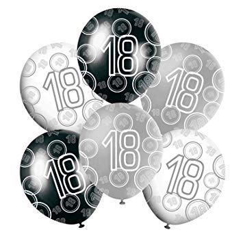 Birthday Black and White Logo - 18th Mixed Black White Silver Glitz Boys Classy Happy Birthday
