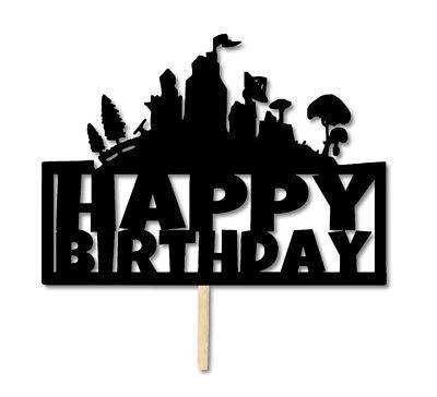 Birthday Black and White Logo - FORTNITE HAPPY BIRTHDAY Kids Sturdy Cut Card Cake Topper picks ...