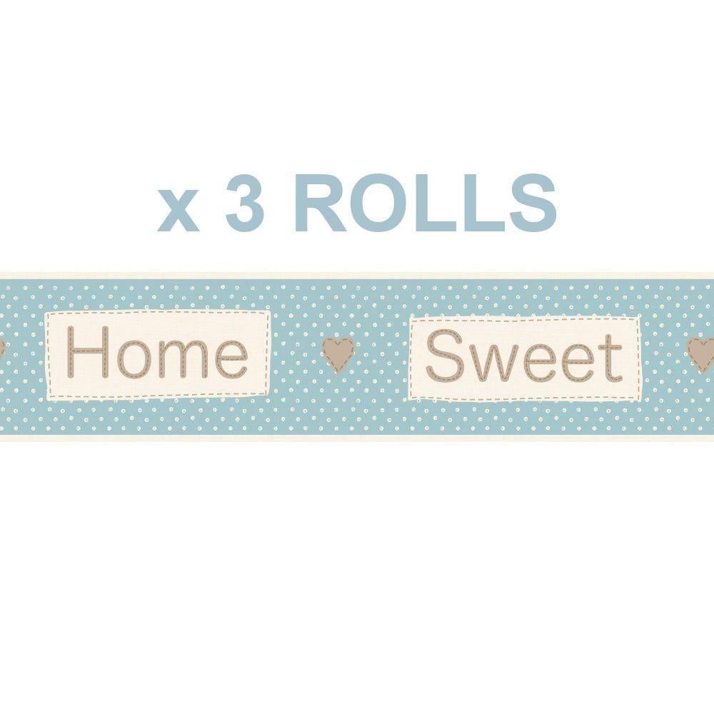 Blue Rectangle with White X Logo - Light Blue Wallpaper Border Love Hearts Home Sweet Home Polka Dots ...