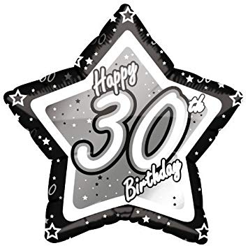 Birthday Black and White Logo - Age 30 Happy 30th Birthday Silver & Black 21 Foil Balloon By Black