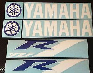 Blue Rectangle with White X Logo - x YAMAHA YZF R1 REAR WHEEL SET Decals Stickers BLUE AND WHITE